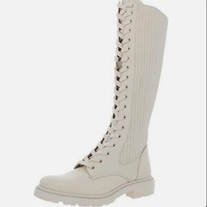 Sam Edelman Leather Lila Combat Boot | 8 | ivory